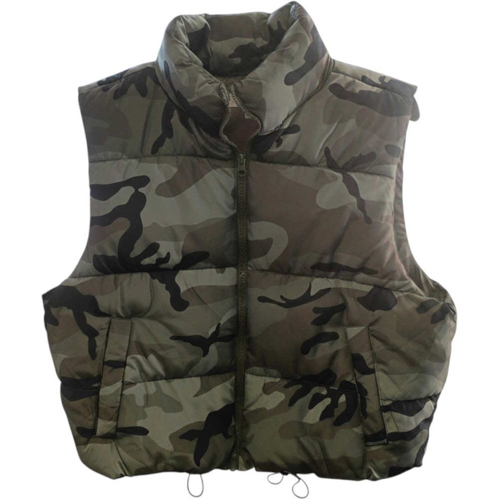 Madden‎ Girl Womens Camo Puffer Vest Green Camouflage Zip Up S6089F970 Size L